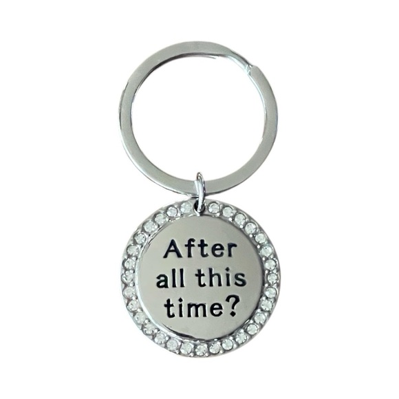 After All This Time Keychain Silver Rhinestone Sentimental Quote Charm 1.25" - Picture 4 of 5